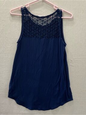 Navy Sleeveless Lace Yoke Tank—XS George A+++